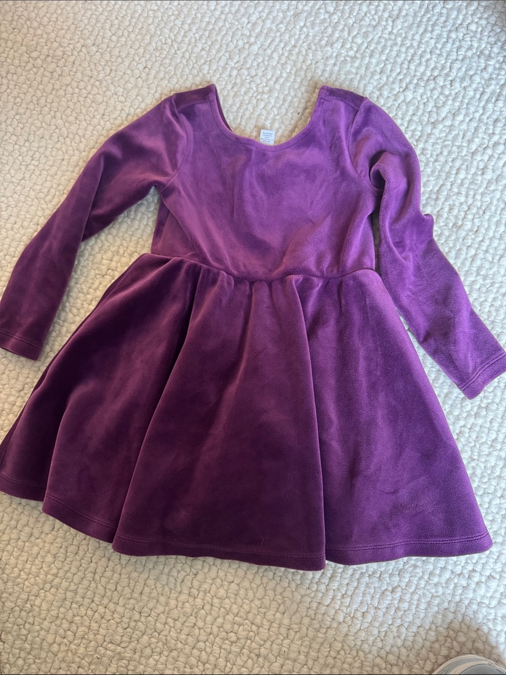 Tea Collection Purple Velvet Long-Sleeve Dress